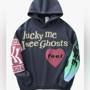 Lucky me i see ghost hoodie, Kanye West, size L, barley worn, grey colorful